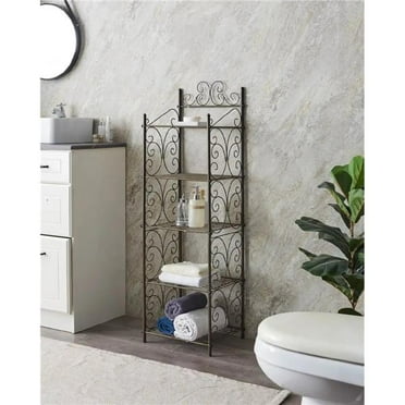 InRoom Furniture BM1234 5 Tier Storage Shelf, Pewter