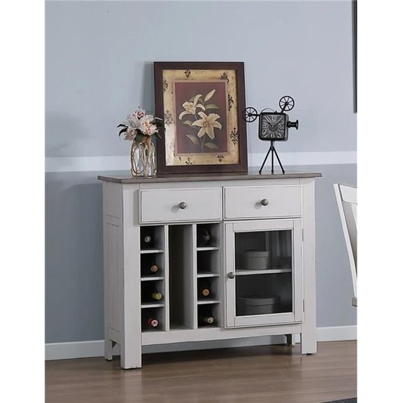 InRoom Furniture C6503 Buffet Cabinet, Washed Grey & White