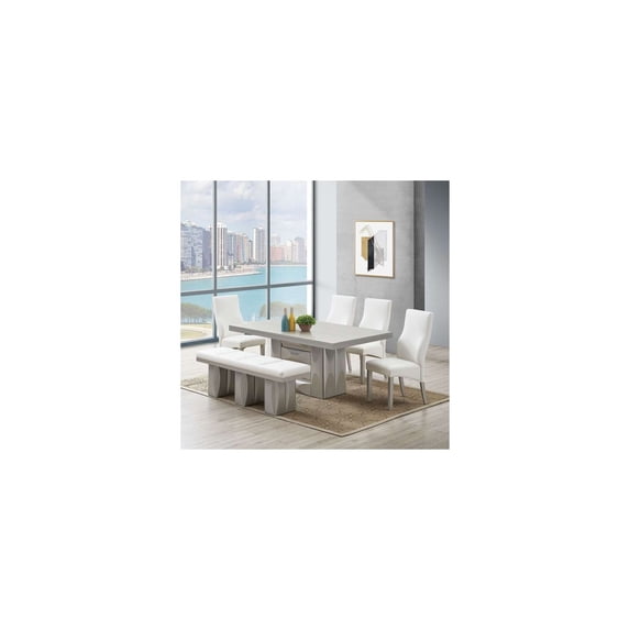 Room Designs Dining Bench White / Light Grey Contemporary Rectangle