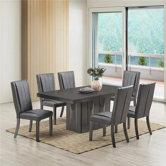 InRoom Furniture D526-T Dining Table, Dark Gray