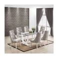 thumbnail image 1 of Room Designs Dining Table Glass: Clear Base: White Contemporary Rectangle, 1 of 3