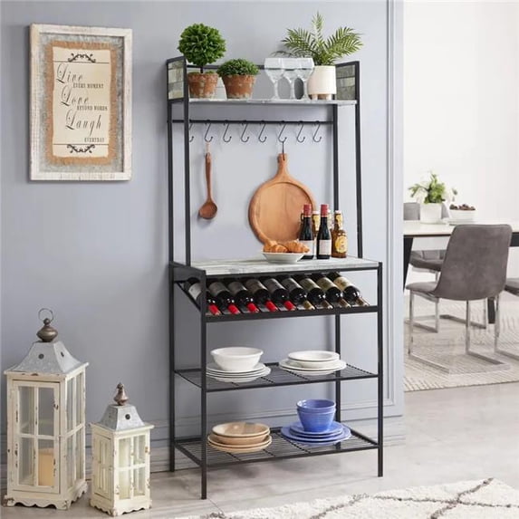 InRoom Furniture K3029-BL Bakers Rack, Black & Gray - Walmart.com