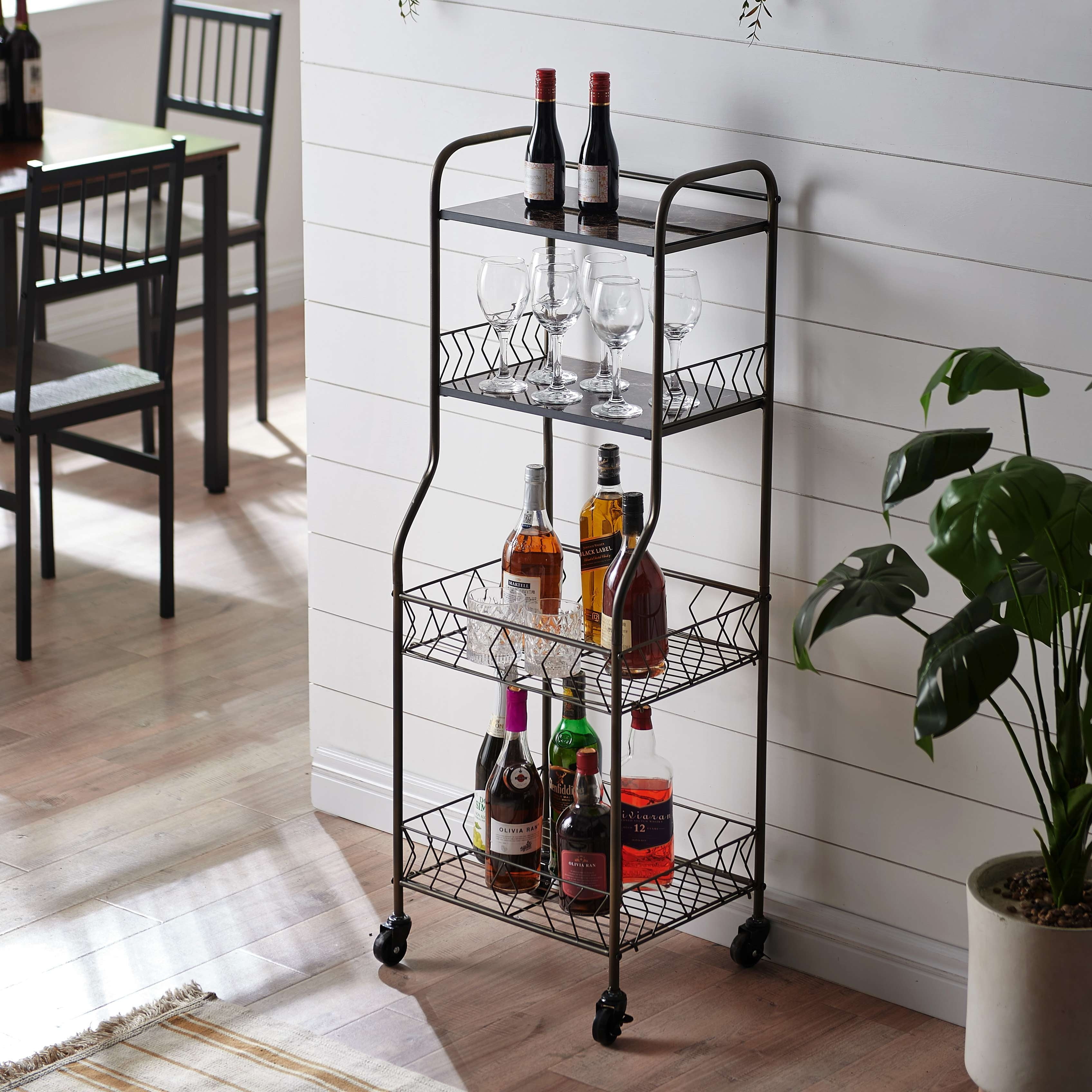 Metal bakers rack with wine storage sale