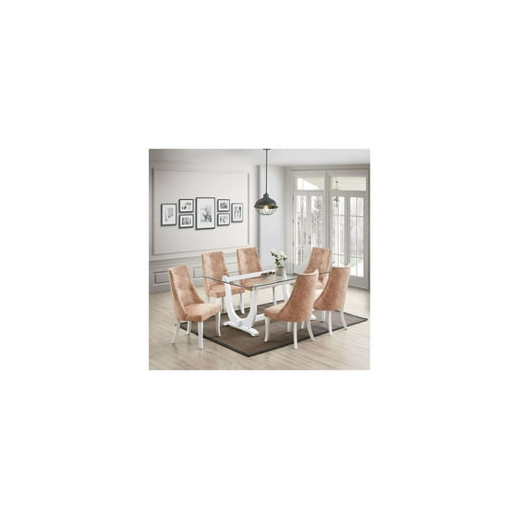 Room Designs Set of 2 Dining Chairs Light Brown / White Contemporary Square