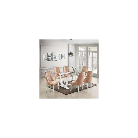 Room Designs Set of 2 Dining Chairs Light Brown / White Contemporary Square