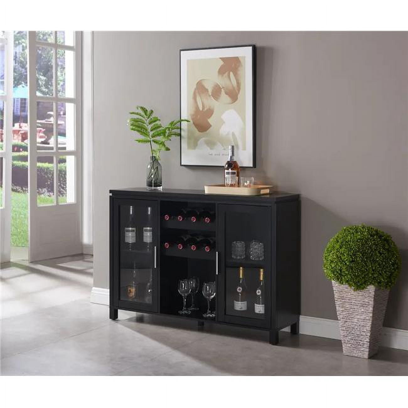 InRoom Furniture WR1361-BL Buffet & Wine Rack, Black - Walmart.com