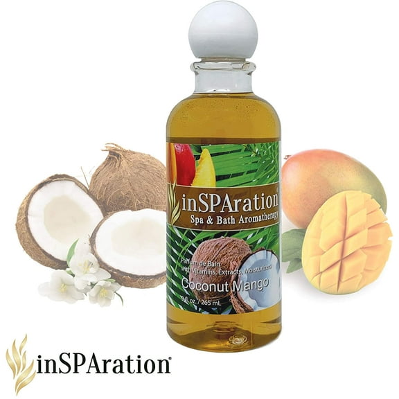InSPAration Spa and Bath Aromatherapy, Coconut Mango Scented Liquid, 9 oz