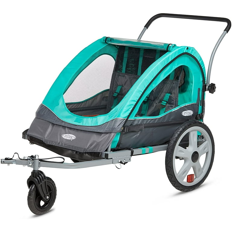 InSTEP Quick N EZ Double Tow Behind Bike Trailer Converts to Stroller and Jogger Teal Walmart