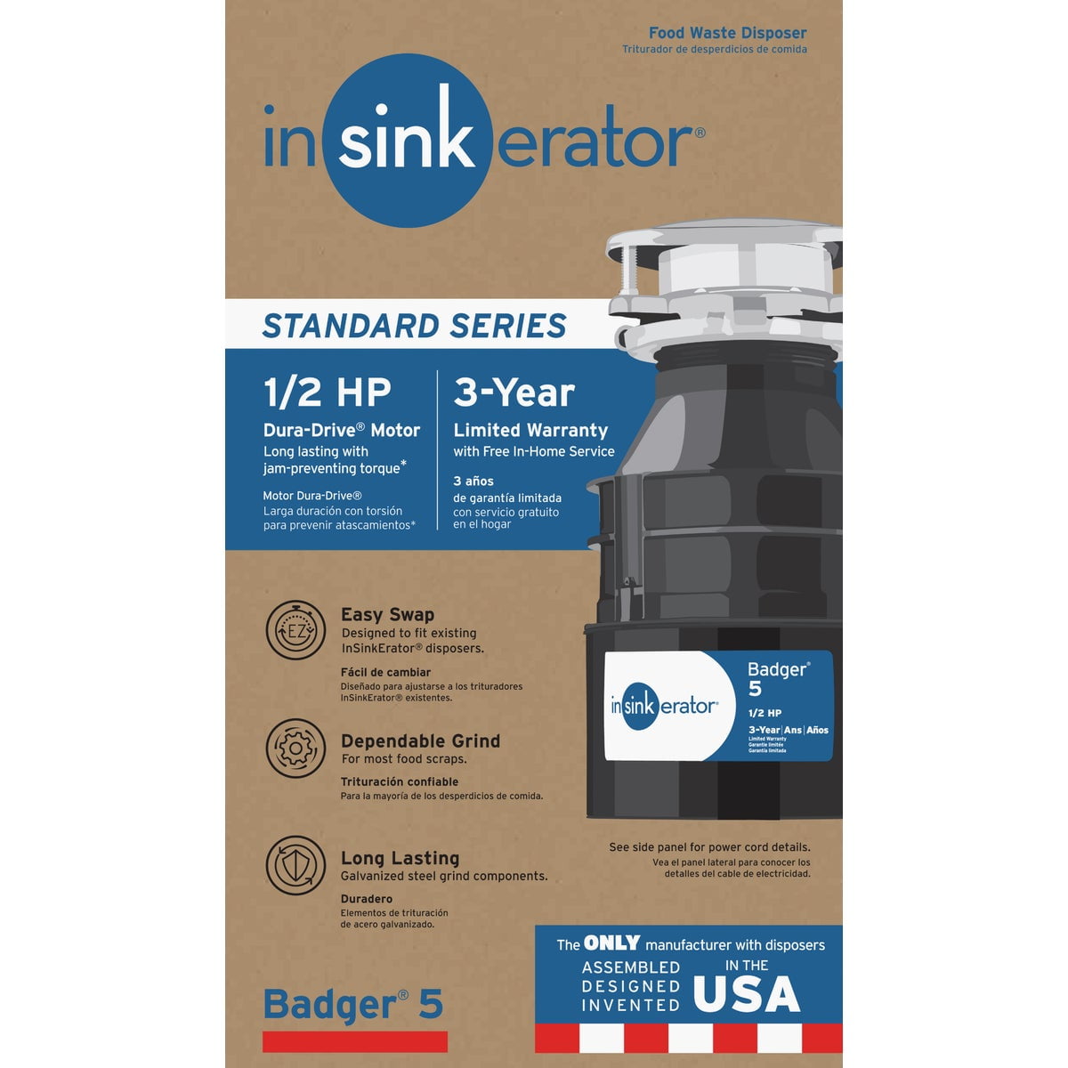 InSinkErator Badger 5 Food Waste Sink Continuous Feed Garbage Disposal