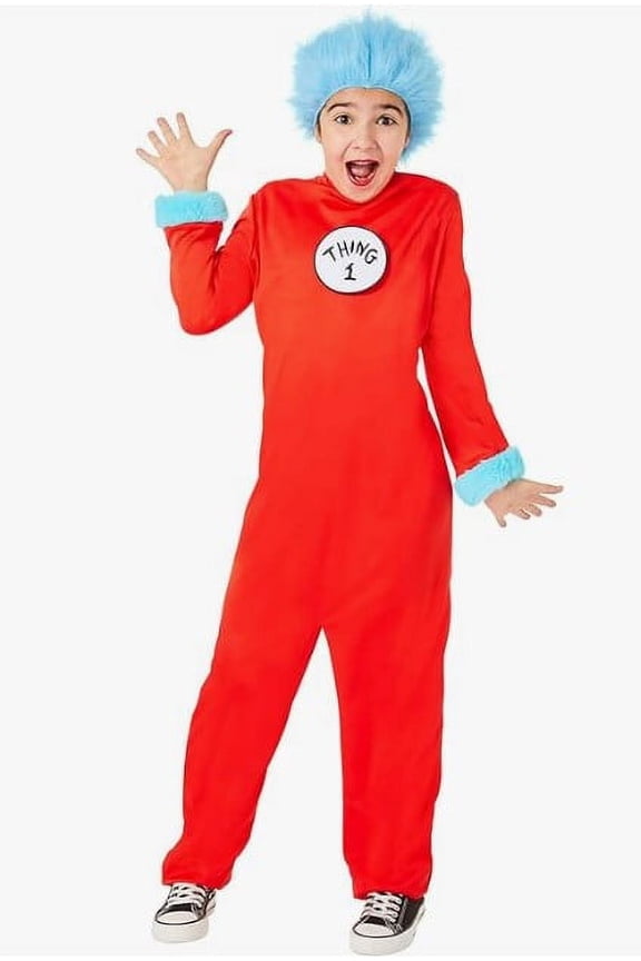 Dr Seuss Thing Jumpsuit Child Costume | Medium Unisex