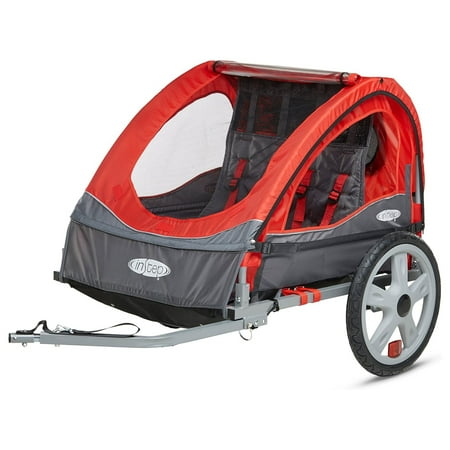 InStep Take 2 Folding Frame Outdoor Nylon Bike Trailer w/ Double Seat, Red