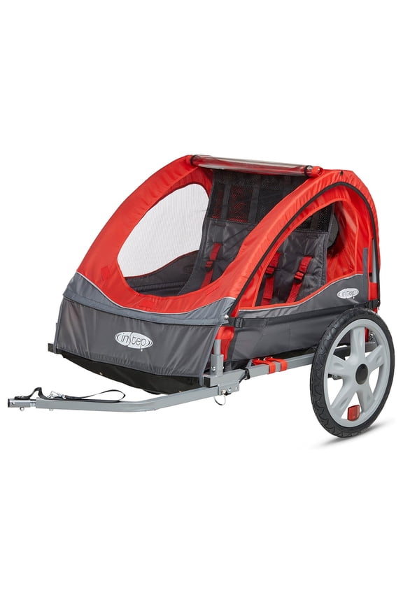 Take 2 Folding Frame Outdoor Nylon Bike Trailer w/ Double Seat, Red