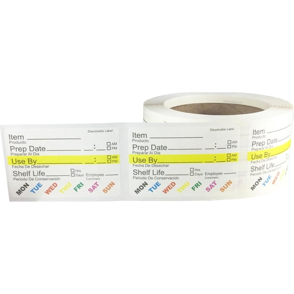 InStockLabels Dissolvable Food Labels - 2 x 3 (500 Labels) - Rotation Food Stickers for Kitchen & Restaurant Supplies - Ideal for Jar, Containers and Freezer Storage, Kitchen Stickers