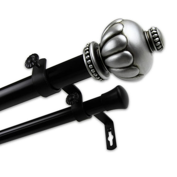 InStyleDesign 1" Two Tone Imperial Collection Double Curtain Rod Sandro Finial 48 to 84 inch