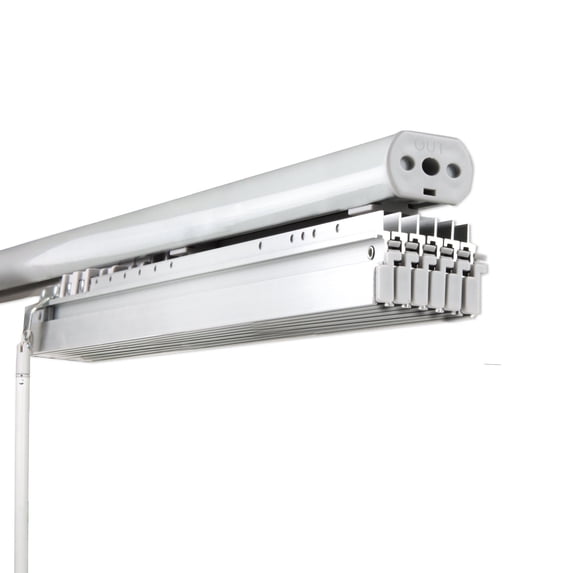 InStyleDesign 6-Panel Single Rail Panel Track Extendable 98"-130"W x 94"H, Panel width 23.5", Pier White, Crossover White White Track