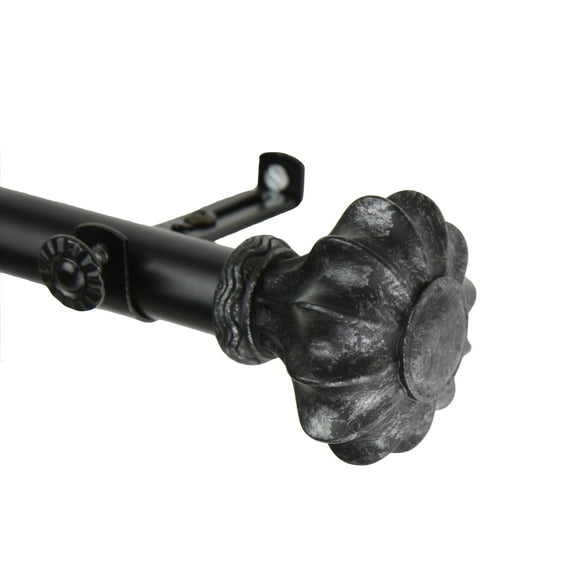 InStyleDesign Amor Adjustable Black Curtain Rod Set 48 to 84 inch