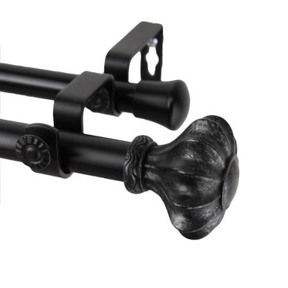 InStyleDesign Amor Adjustable Black Double Curtain Rod Set 120 to 170 inch