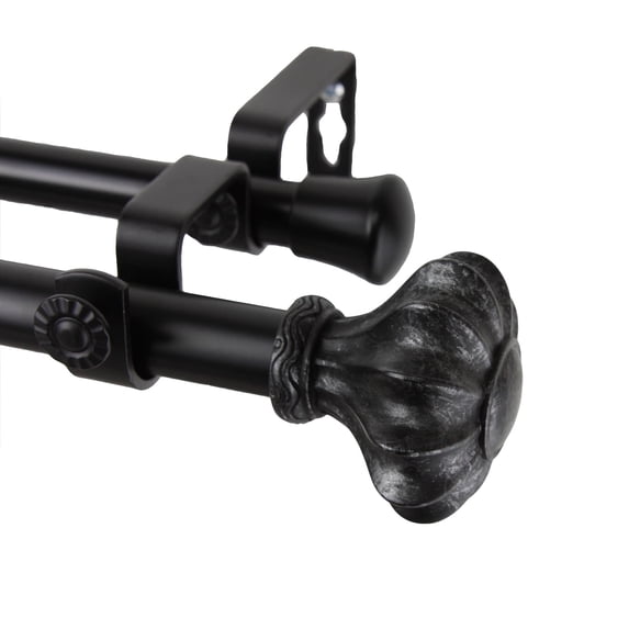 InStyleDesign Amor Adjustable Black Double Curtain Rod Set 48 to 84 inch