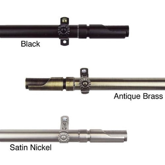 InStyleDesign Barra Adjustable Curtain Rod Black 28 to 48 inches Black Finish