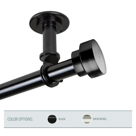 InStyleDesign  Beret 1 inch Diameter Ceiling Curtain Rod/ Room Divider Black 66 to 120 inches Black Finish