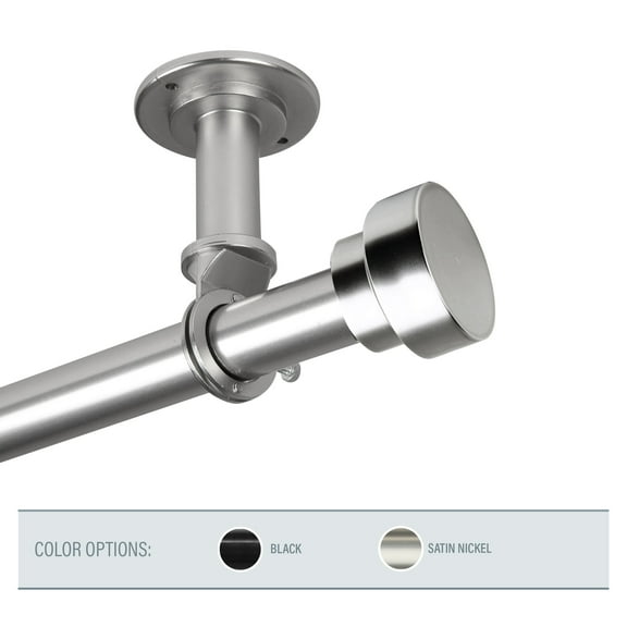 InStyleDesign Beret 1 inch Diameter Ceiling Curtain Rod/ Room Divider satin nickel 28 to 48 inches Silver Finish