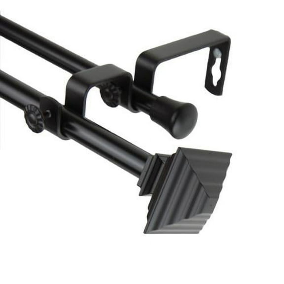 InStyleDesign  Black Square Adjustable Double Curtain Rod 84 to 120 inch