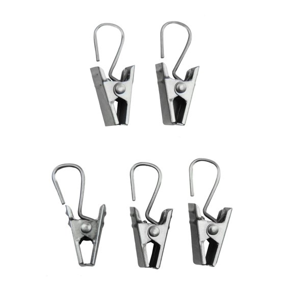 InStyleDesign Clips with Hooks (Set of 24) - n/a satin nickel Satin, Nickel Finish, Silver Finish