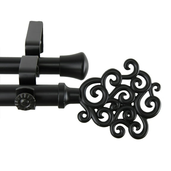InStyleDesign  Cloud Adjustable Black Double Curtain Rod 28 to 48 inches