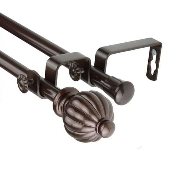 InStyleDesign Cocoa Dome Adjustable Double Curtain Rod 28 to 48 inches