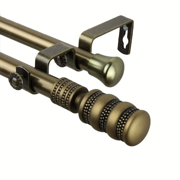 InStyleDesign Cork Adjustable Antique Brass Curtain Rod Set with Finial 48 to 84 inch