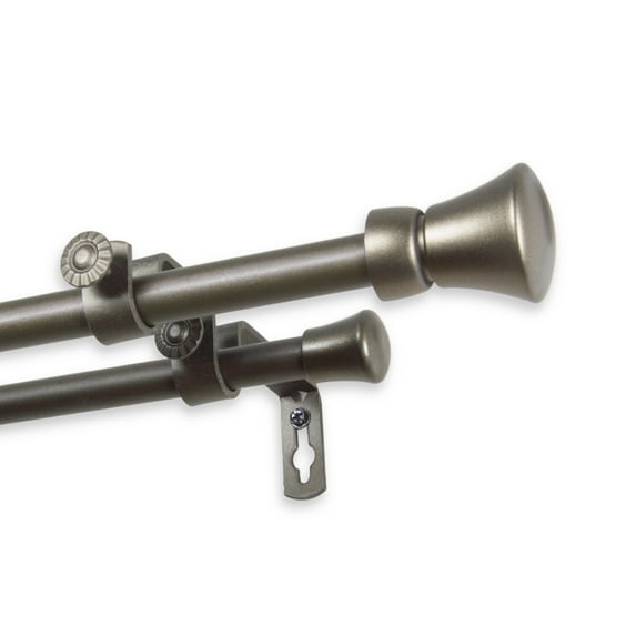 InStyleDesign Demi Adjustable Double Curtain Rod Antique Gold 28 to 48 inches Brass Finish, Gold Finish