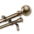 thumbnail image 1 of InStyleDesign  Desmond Adjustable Double Curtain Rod Antique Brass 28-48 Inch, 1 of 5
