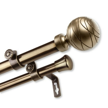 InStyleDesign  Desmond Adjustable Double Curtain Rod Antique Brass 28-48 Inch