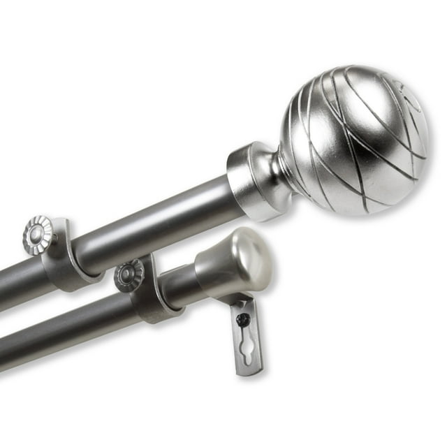 InStyleDesign  Desmond Adjustable Double Curtain Rod satin nickel 28-48 Inch