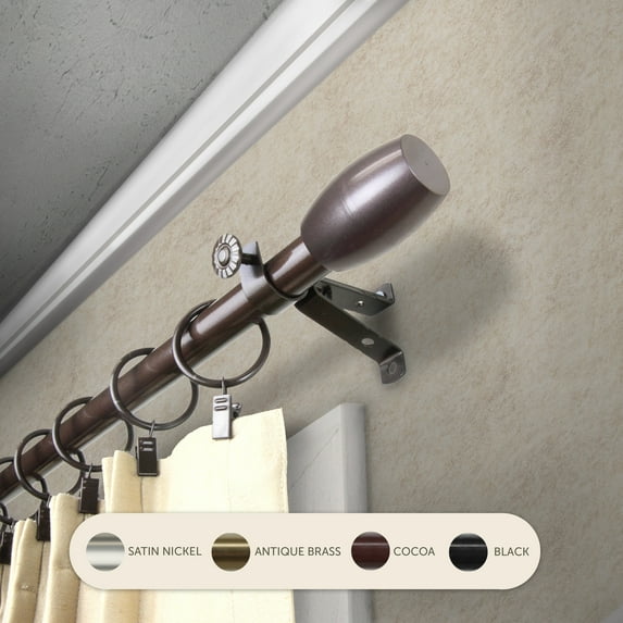 InStyleDesign Diego Adjustable Black Curtain Rod Cocoa 120 to 170 inches Brown Finish