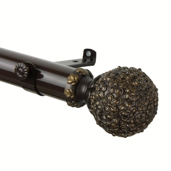 InStyleDesign Eden 1.5 inch Adjustable Curtain Rod Cocoa 28 to 48 inches Brown Finish