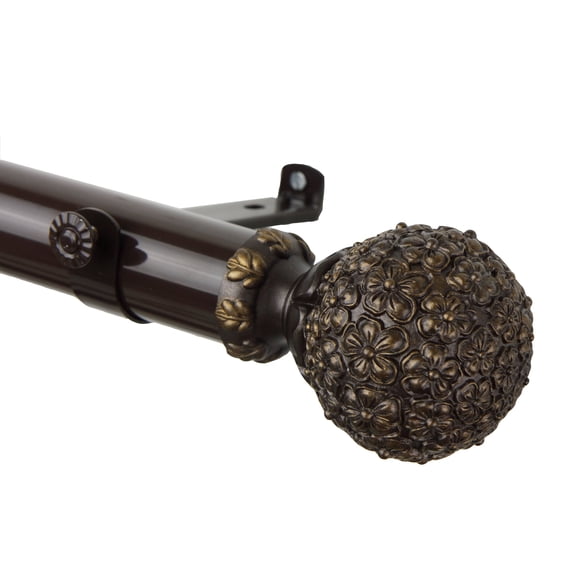 InStyleDesign Eden 1.5 inch Adjustable Curtain Rod Cocoa 28 to 48 inches Brown Finish