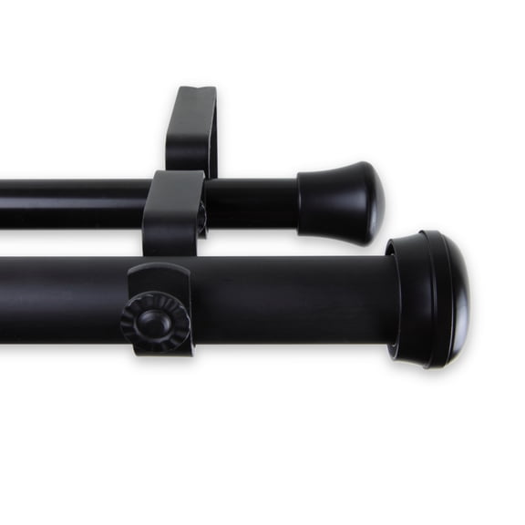 InStyleDesign  Edison 1-inch Adjustable Double Drapery Rod 160-240 inch - 160 to 240 inch Black Black Finish