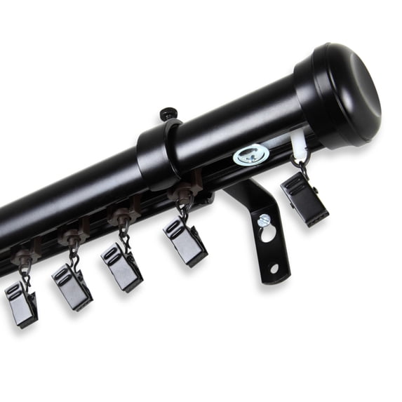 InStyleDesign Edison Cordless Traverse Rod Black 86 to 120 inch Black Finish