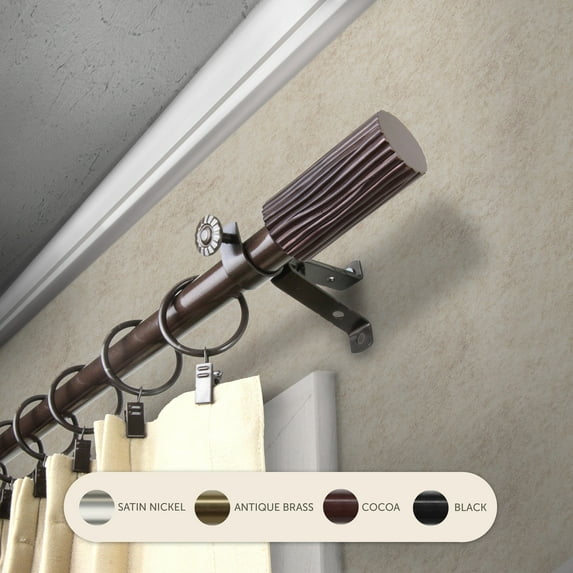 InStyleDesign Elm Adjustable Black Curtain Rod Cocoa 120 to 170 inches Brown Finish