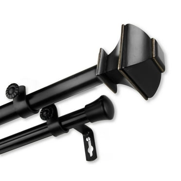InStyleDesign  Eugene Adjustable Double Curtain Rod Black 66-120 inch