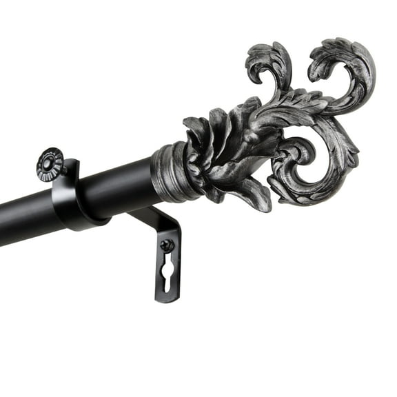 InStyleDesign  Exult 1 inch Diameter Adjustable Curtain Rod Black 120 to 170 inches Black Finish