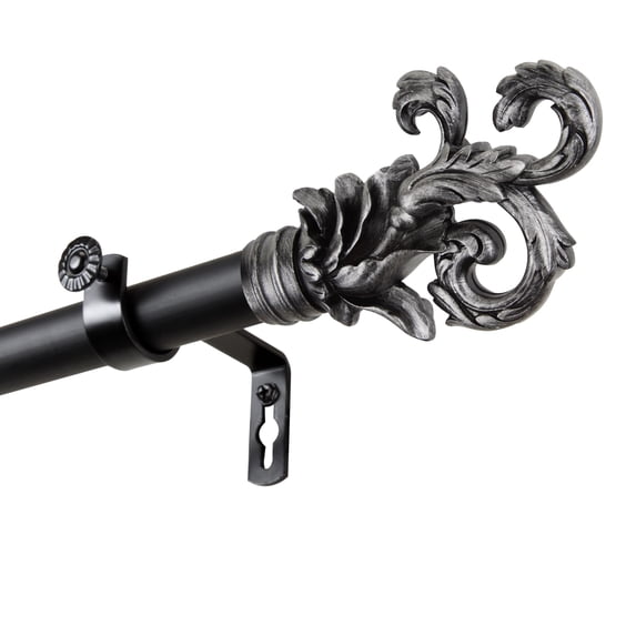 InStyleDesign Exult 1 inch Diameter Adjustable Curtain Rod Black 28 to 48 inches Black Finish