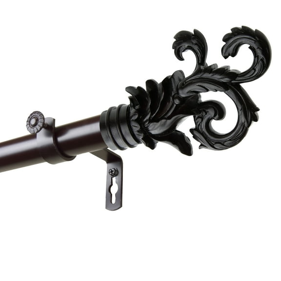 InStyleDesign  Exult 1 inch Diameter Adjustable Curtain Rod Mahogany 160 to 240 inches Brown Finish