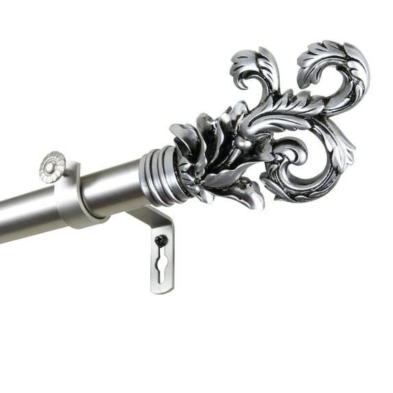 InStyleDesign Exult 1 inch Diameter Adjustable Curtain Rod satin nickel 160 to 240 inches Silver Finish