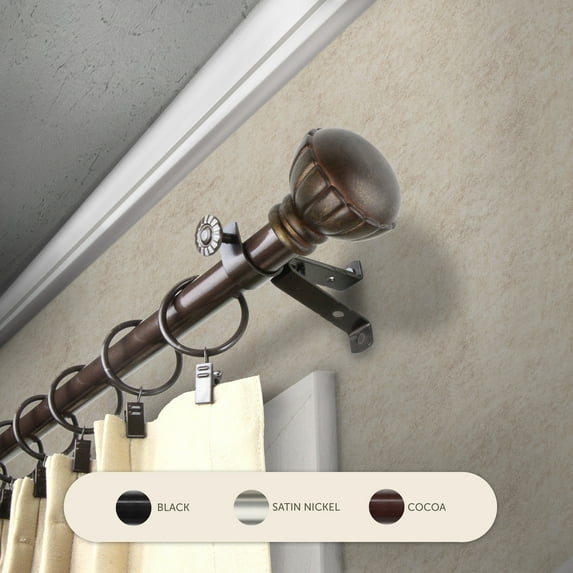 InStyleDesign Gemma Adjustable Curtain Rod Cocoa 28 to 48 inches Brown Finish
