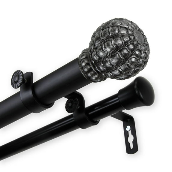 InStyleDesign Gradient 1 inch Diameter Adjustable Double Curtain Rod Black 160 to 240 inches Black Finish