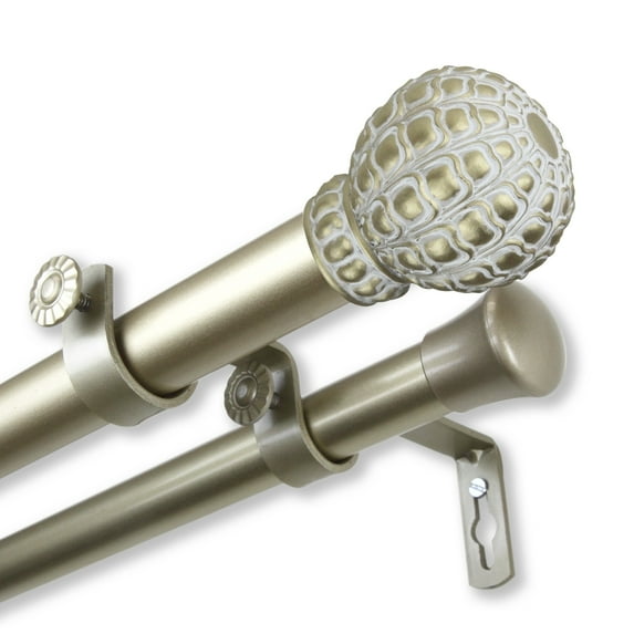 InStyleDesign Gradient 1 inch Diameter Adjustable Double Curtain Rod Light gold 160 to 240 inches Gold Finish