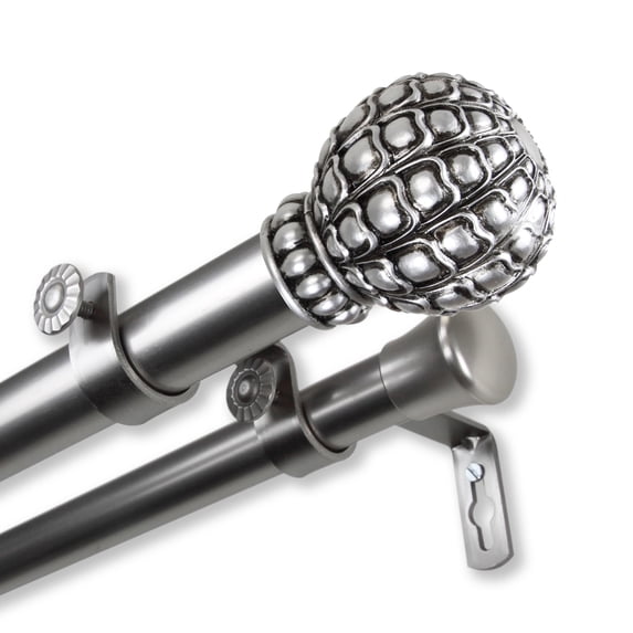 InStyleDesign Gradient 1 inch Diameter Adjustable Double Curtain Rod satin nickel 28 to 48 inches Silver Finish