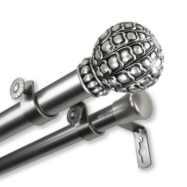 InStyleDesign  Gradient 1 inch Diameter Adjustable Double Curtain Rod satin nickel 48 to 84 inches Silver Finish